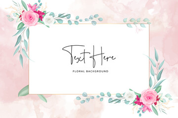 Floral background with hand drawn beautiful flower frame