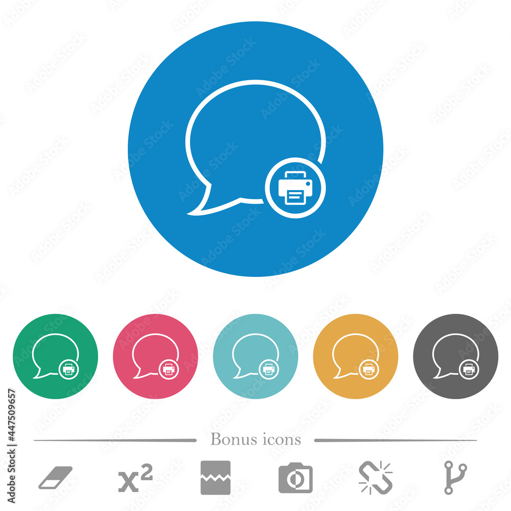 Poster print message outline flat round icons