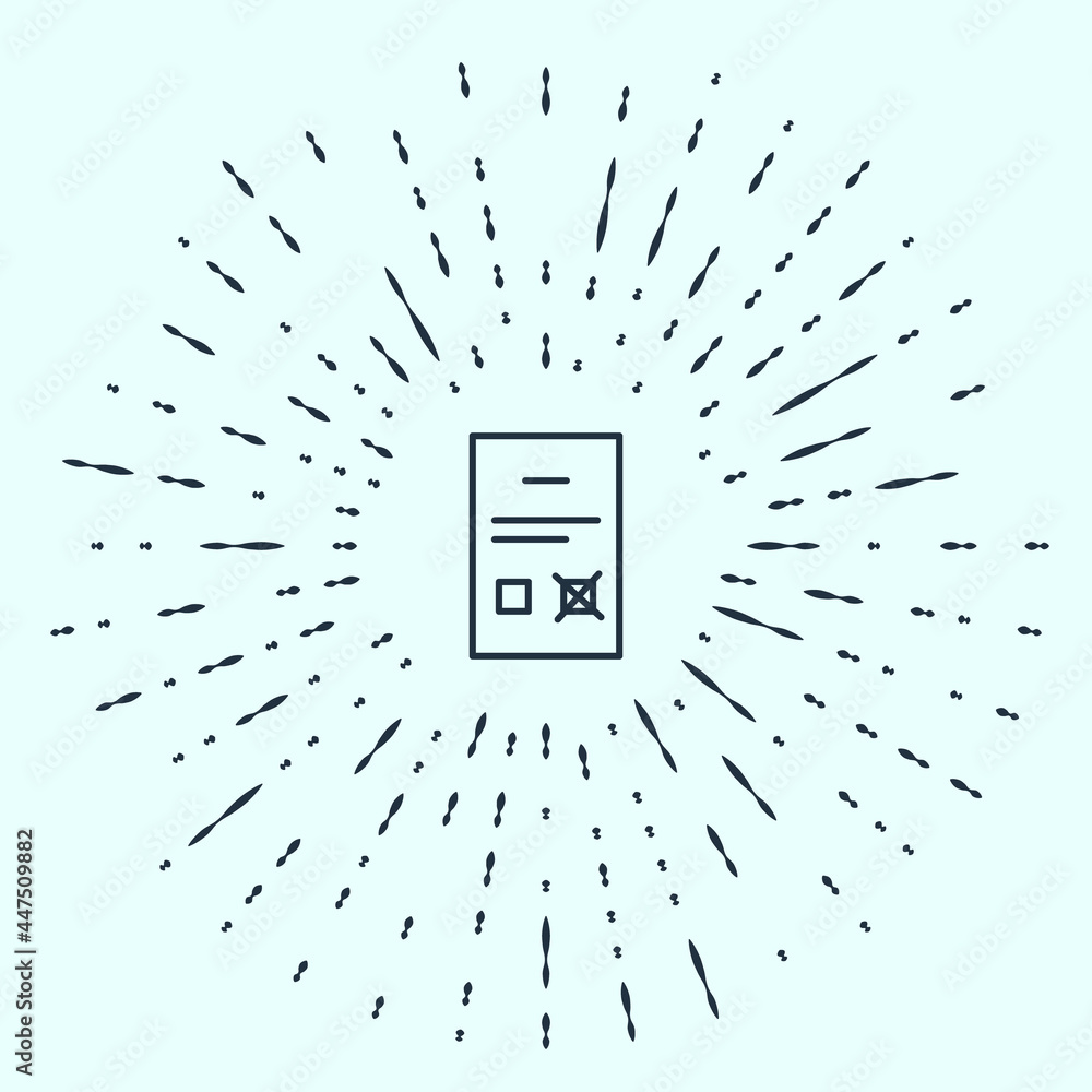 Poster black line poll document icon isolated on grey background. abstract circle random dots. vector