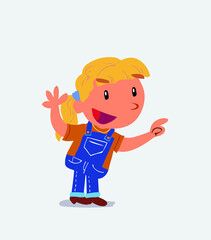 cartoon character of little girl on jeans pointing while arguing.