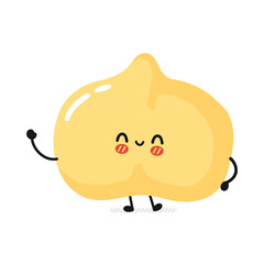 Cute funny chickpea bean character. Vector flat cartoon kawaii character illustration icon. Isolated on white background. Chickpea pea, bean cartoon character concept