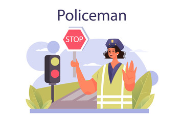 Policeman concept. Detective making interrogation investigating a crime