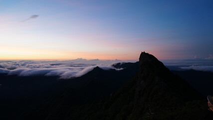 石鎚山　山頂からの夜明けからの日の出