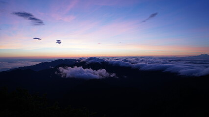 石鎚山　山頂からの夜明けからの日の出