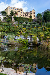 Fototapeta premium Merano, Italy. 10-07-2020. View of Trauttmansdorff castle, of Sissi empress at Merano, Italy