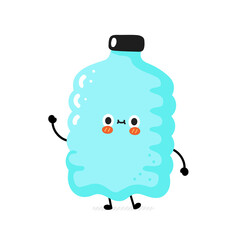 Cute funny happy smile plastic bottle character. Vector cartoon character sticker illustration. Funny happy plastic bottle cartoon character concept. Isolated on white background