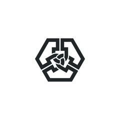 Unique hexagon Logo Design. Traditional Vector Illustration.