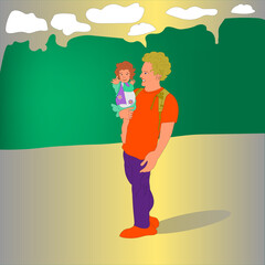 A father and his little daughter