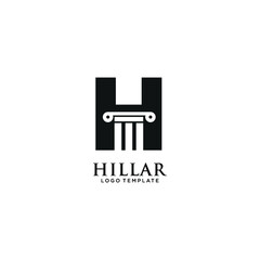 Letter H and pillar icon. Law Firm and Attorney Logo Design. Vector Illustration.