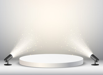 winner podium with light celebration on transparent background