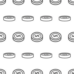 Simple seamless pattern of money coin no color style illustration background template vector