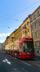Fototapeta na wymiar red tram of the Innsbruck, Austria