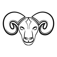 Black and white line art of sheep head. Good use for symbol, mascot, icon, avatar, tattoo,T-Shirt design, logo or any design.