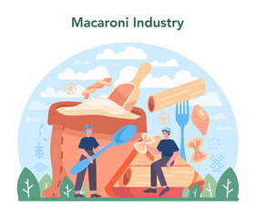 Spaghetti or pasta production industry. Italian traditional food