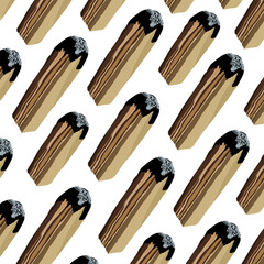 Pattern. Wooden sticks of Palo Santo incense from Latin America. Stylized vector illustration.
