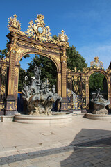 neptune fountain at stanislas square in nancy in lorraine (france) 