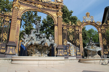 neptune fountain at stanislas square in nancy in lorraine (france) 