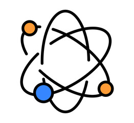 Atom icon, illustration concept. Education theme.