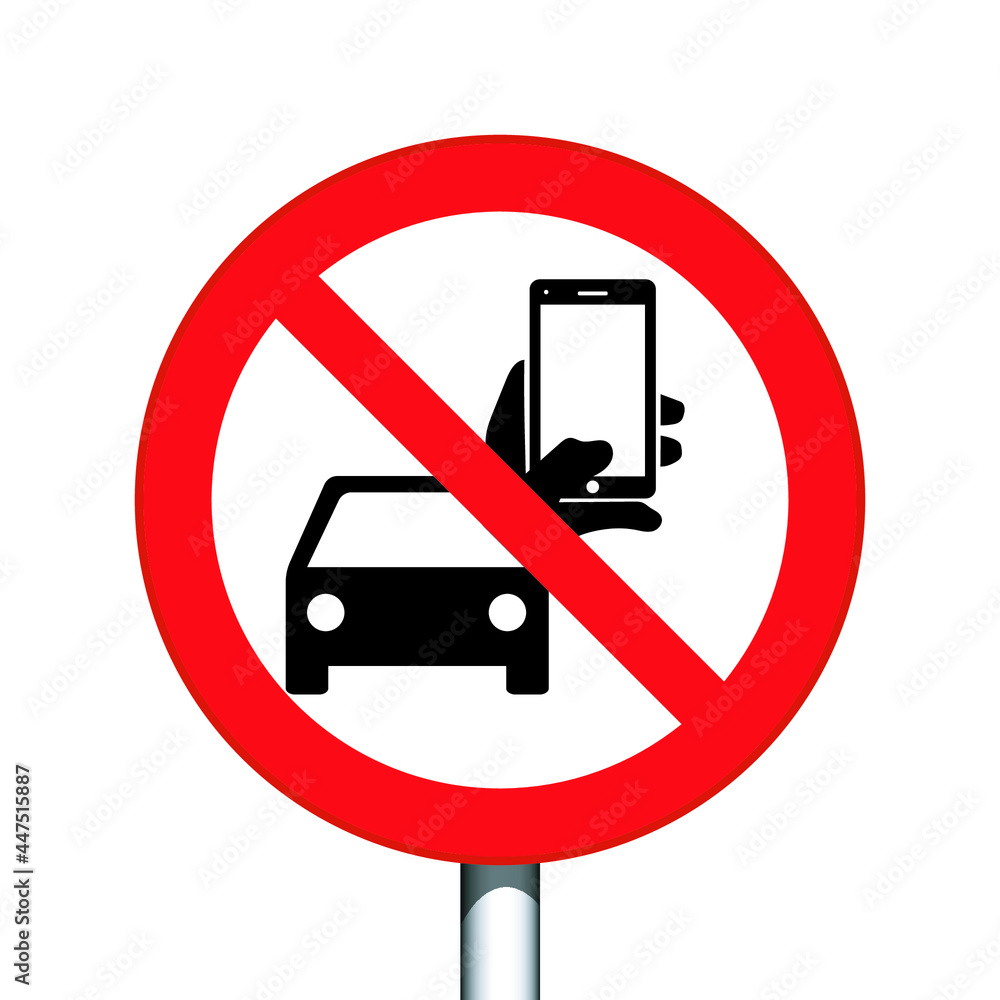 Wall mural don't use mobile phone while driving vector design on white background