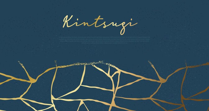 Kintsugi texture gold web background template