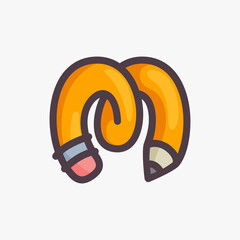 Fototapeta premium M letter logo made of a pencil.