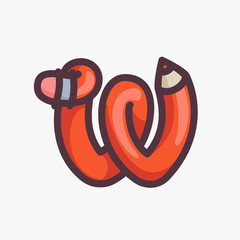 W letter logo made of a pencil.