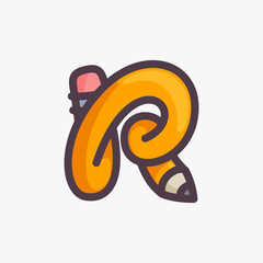 R letter logo made of a pencil.