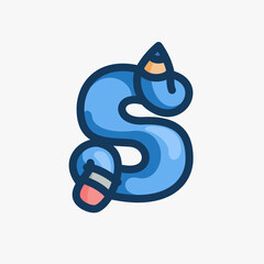 S letter logo made of a pencil.