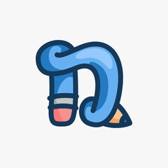 N letter logo made of a pencil.