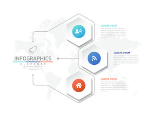 Vector illustration infographics design template, business information, presentation chart, with 3 options or steps. 