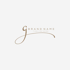 letter G gold handwritten logo vector design template.