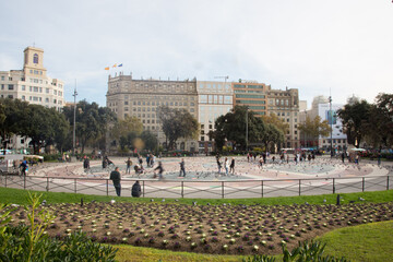 Barcelona, Spain; 1 April 2021. Surroundings of Plaza Cataluña.