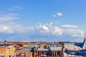 Blue sky panorama over Riga