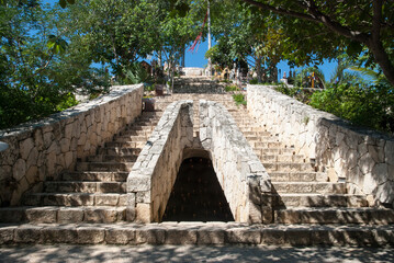 Fototapeta premium Conceptual Stairs to Cemetery in Playa del Carmen, Mexico