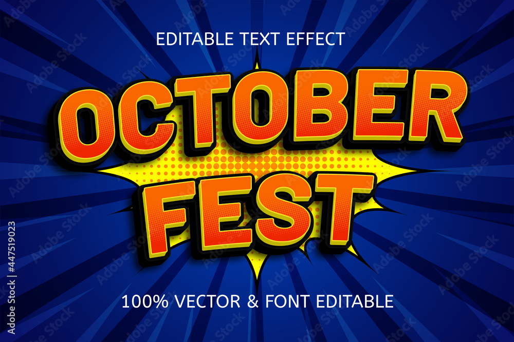 Wall mural october fest style comic editable text effect