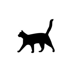 Silhouette of a black cat. Halloween. Vector graphics