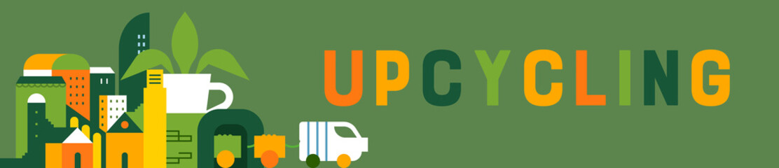 Upcycling green city nature care flat web banner