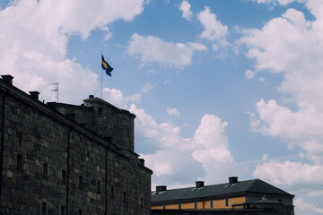 Swedish flag over fortress