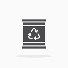 Barrel with recycle sign icon.