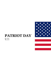 Remember 9 11. Remembering Patriot day, september 11. American or USA flag on white background. Book cover, poster, banner