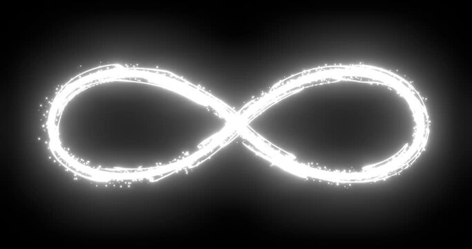 Glowing infinity sign 3d animation with alpha mask
