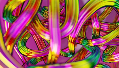 3d iridescence rainbow color tube. Abstract background