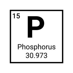 Phosphorus chemical element periodic table icon. Phosphorus atom symbol vector