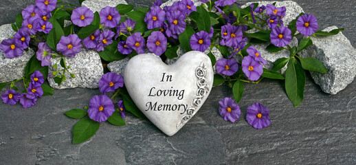 Heart with the inscription in loving memory