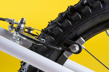 a bicycle wheel and brakes