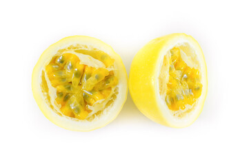 Passion fruit isolated on white background.