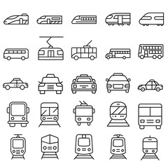 Public transport icon vector set. Travel illustration sign collection. journey symbol or logo.
