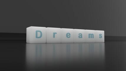 dreams letters on white cubes wallpaper 3d illustration