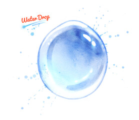 Watercolor illustration of water drop