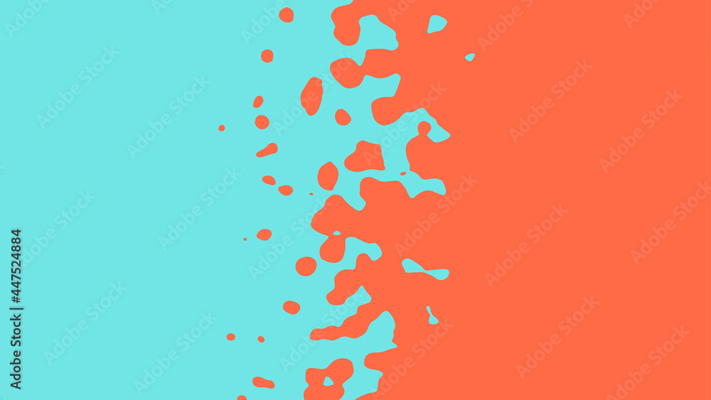 Wall mural the transition from azure to orange with uneven border line, interpenetration of colors. vector illu